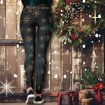 Legging Felizes E Óculos Festivos<br><div class="desc">Feliz e Brilhante Pernas de Padrão Azul-Teal Festivo,  perfeitas para sua roupa de Natal. Você pode atualizar o texto ou removê-lo. Os padrões são estrelas ouros marrons bonitinhas em várias formas colocadas sobre fundo azul-lacrimogêneo.</div>
