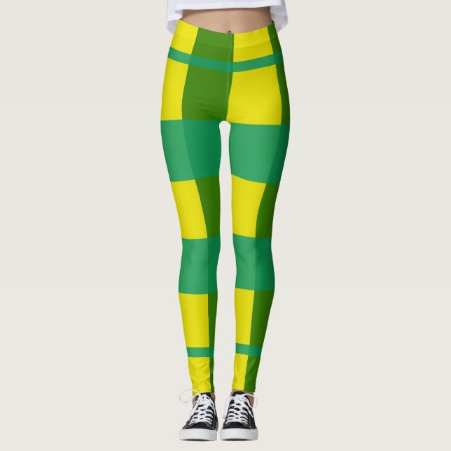 Legging Feminina Verde/Amarela (Frente)