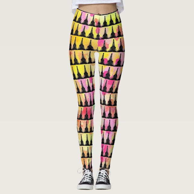 Legging feminino da Torre Eiffel (Frente)
