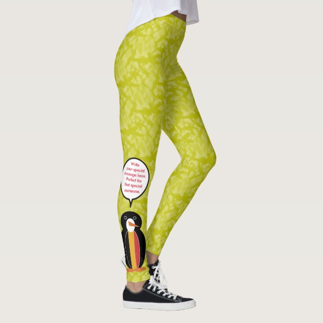 Legging Feriado da Bandeira Belga Sra. Pinguim Falando (Direita)