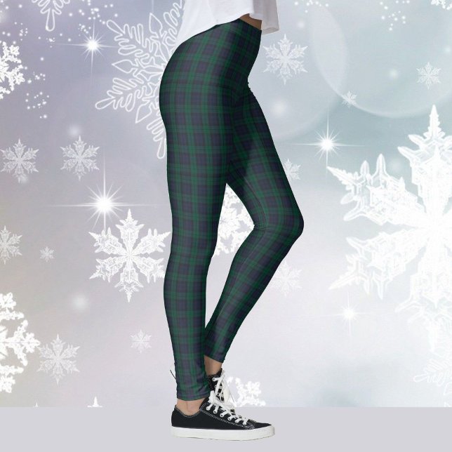 Legging Feriado de Natal da Xadrez Verde Tartan Yoga (Criador carregado)