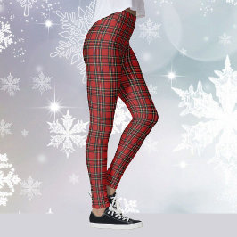 Legging Feriado de Natal da Xadrez Vermelha Tartan Yoga em