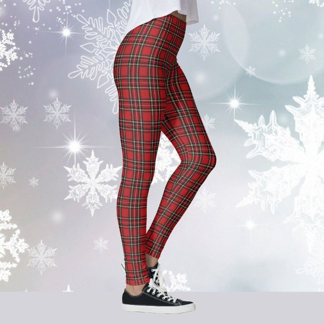 Legging Feriado de Natal da Xadrez Vermelha Tartan Yoga em (Criador carregado)