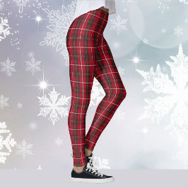 Legging Feriado de Natal da Xadrez Vermelha Tartan Yoga em