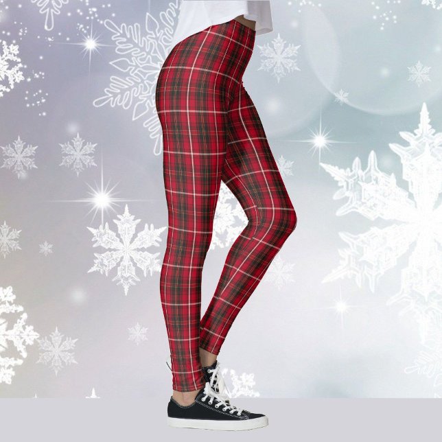 Legging Feriado de Natal da Xadrez Vermelha Tartan Yoga em (Criador carregado)