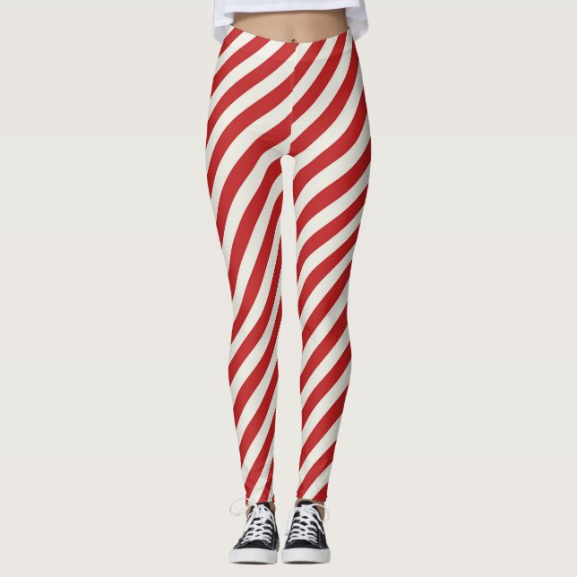 Legging Feriado de Natal Red & Cream Beige White Strike (Frente)