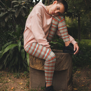 Legging Feriado de Natal Simples Xadrez Vermelha Vermelha