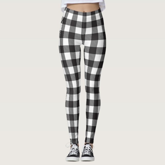 Legging Feriado de Xadrez de Verificação de Gingham de Buf (Frente)