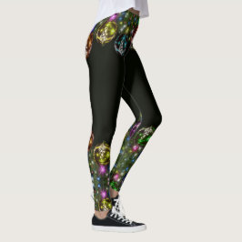 Legging Feriados Coloridos de Natal em Preto