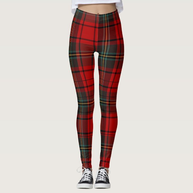 Legging Férias de Herança Vermelho Tartan Escocês Natal  (Frente)