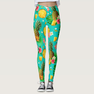 Legging Férias de Verão Ananás amarelo verde 