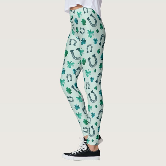 Legging Ferraduras e trevos do dia de São Patrício (Esquerda)