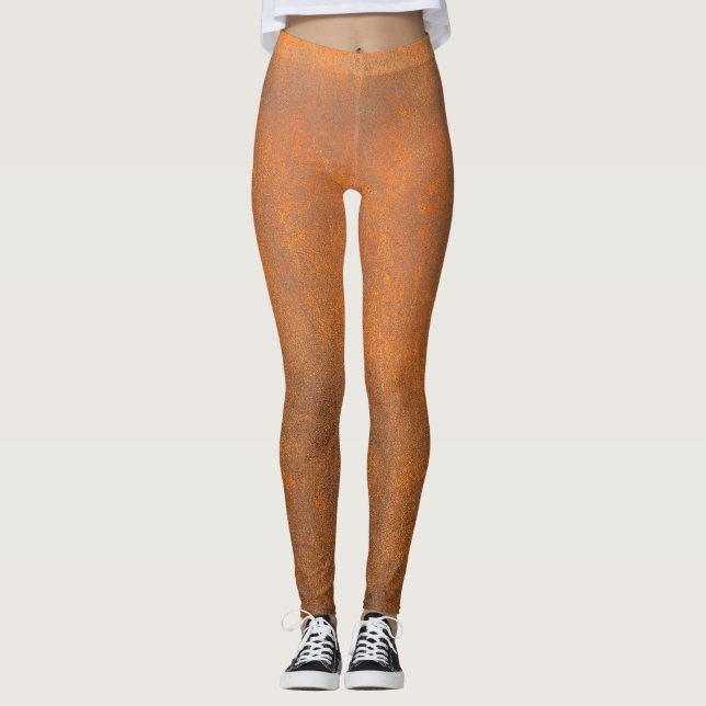 Legging Ferrugem preta, textura metálica fechada. (Frente)