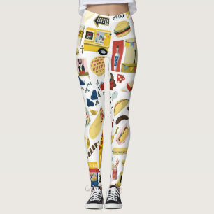 Legging Fest de Caminhão de comida: Padrão de Cartoon