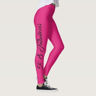 Legging festa de aniversário branca rosa-quente com 50 fab