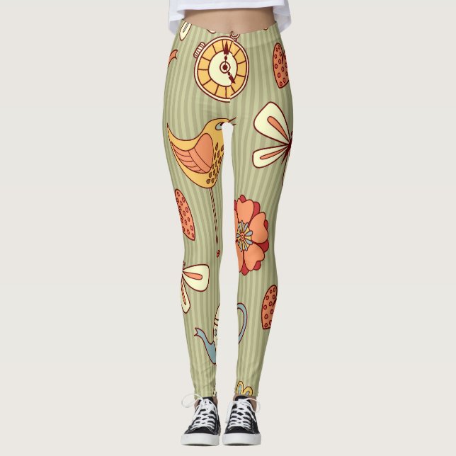Legging Festa de Chá de Verão: Padrão Invisível (Frente)