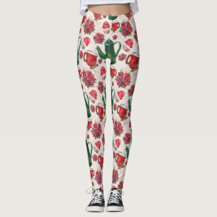 Legging Festa de chá Holiday com aquarela
