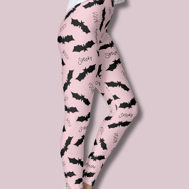 Legging Festa de Halloween de Morcegos Rosa Fofa