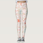 Legging Festa de Natal do Pastel Feliz<br><div class="desc">Leggings de Natal Festivo e Feliz * Parte de uma coleção Vinheta de Natal Festivo Bonito de Feriado de Birdie. Cor vermelha,  branca,  rosa mint e pastel,  brilhante e feliz. árvores de natal aves,  corações,  bagas,  estrelas.</div>