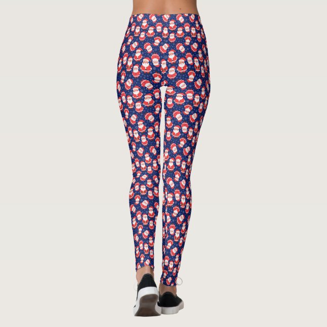 Legging Festa de Natal Novelty do Papai Noel | Azul Marinh (Verso)