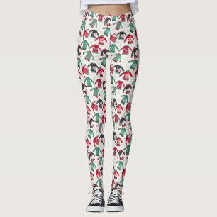 Legging Festa de Suéter de Natal Feia Fornece Vermelho Ve