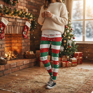 Legging Festive Merry Mood Christmas, Red, Green & White