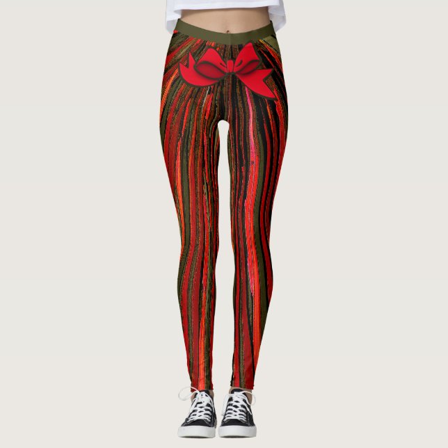Legging Festivo Friso Molhado Com Arco (Frente)