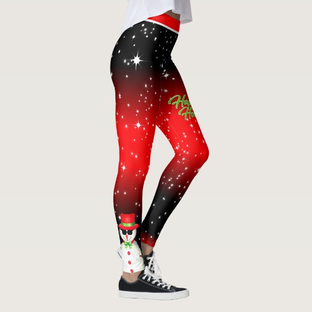 Legging Festivo Neve no Feriado Vermelho e Negro (Direita)