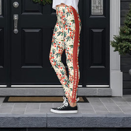Legging Festivo Red Christmas Holly Berries