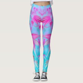 Legging feuille bleue rose