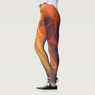 Legging Ficção científica retrô, foguete brilhante no espa