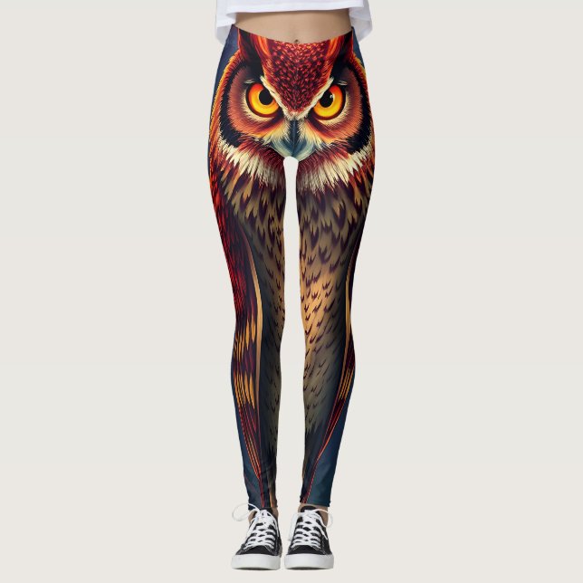 Legging Fiery Spirit Owl: Phoenix Rebirth Art (Frente)