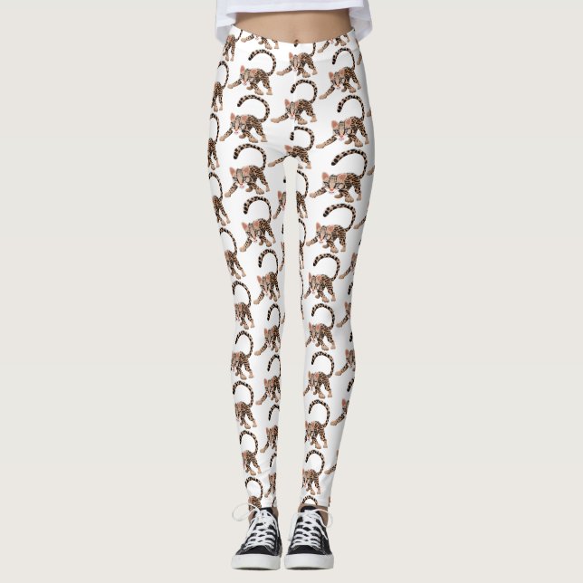 Legging Figura de desenho animado de ocelot bonito (Frente)