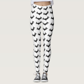 Legging Figurino do Dia das Bruxas Brancas Black Bats