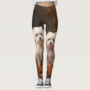 Legging Filhote Maltês Delícia de Outono Abóbora