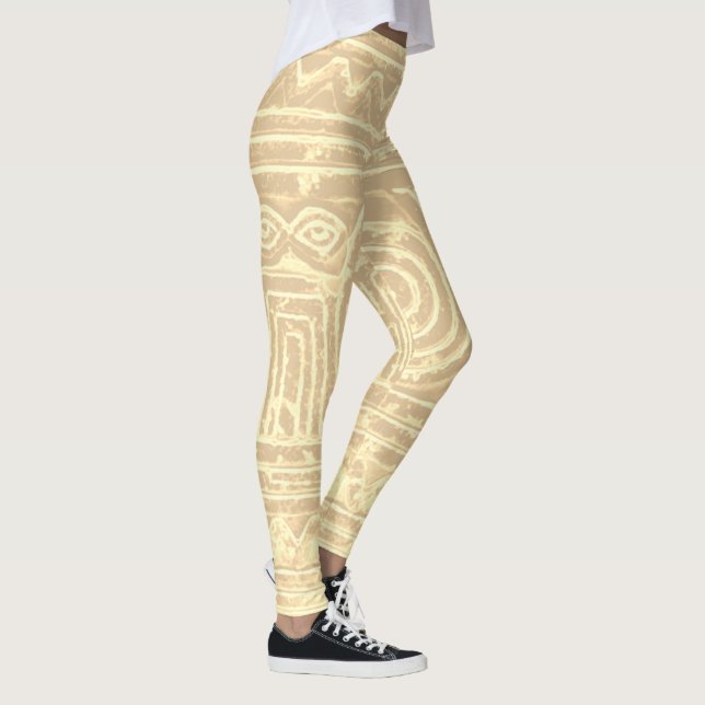 Legging Filtro Amarelo Pálido do Padrão Mesopotâmico Sumer (Direita)