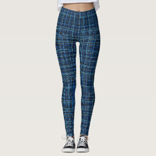 Legging Fine lines Checkered pattern C08.Blue Black BG