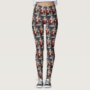 Legging Fio Fox Terrier Santa Claus Natal Festivo
