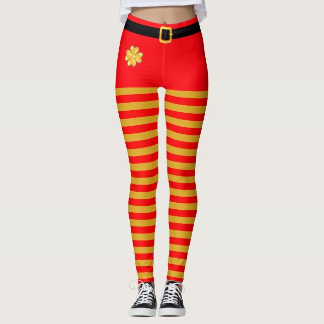 Legging Fios de Natal Vermelho e Ouro (Frente)