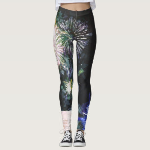 Legging Fireworks Celebra o Oceano de Aquarela de Barcos