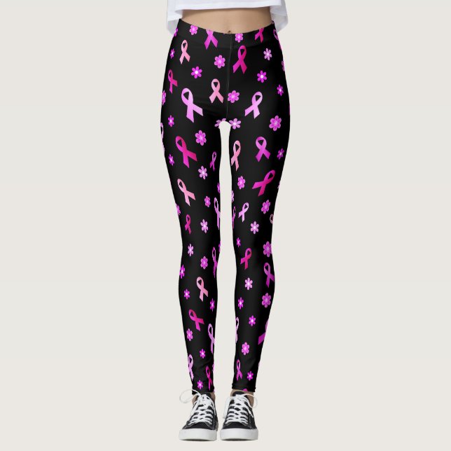 Legging Fita cor-de-rosa do cancro da mama (Frente)