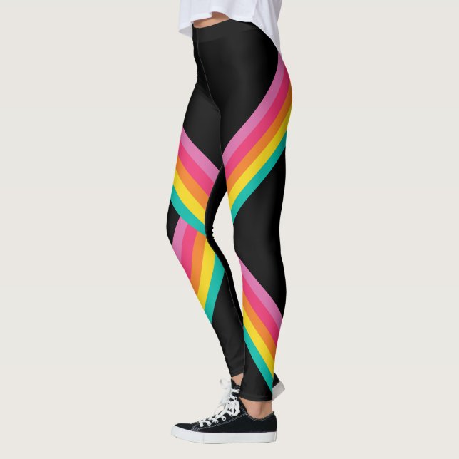 Legging Fita Design de Fita Arco-Íris Colorida (Esquerda)