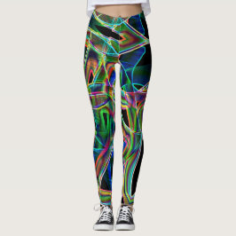 Legging Fitas coloridas curvas, destacadas por gravuras