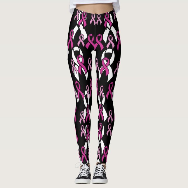 Legging Fitas cor-de-rosa...Cancer da mama (Frente)