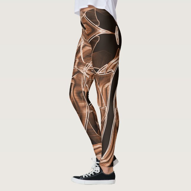 Legging Fitas curvas marrons, destacadas pelo relevo, se s (Esquerda)