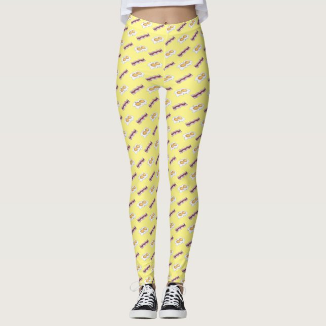 Legging Fitas de bacon e ovos fritos Emparelhamento de Com (Frente)