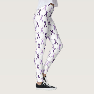 Legging Fitas de Consciência Roxa Padrão Alzheimer
