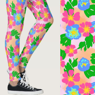 Legging Flair Tropical Floral Azul Rosa e Laranja