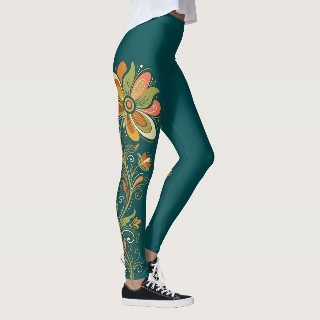 Legging Flaire Floral Retro Poderosas Gavinhas Borda 1 (Direita)