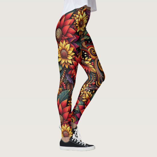 Legging Flame Lily Inspirada Vibrante e Negrito (Direita)